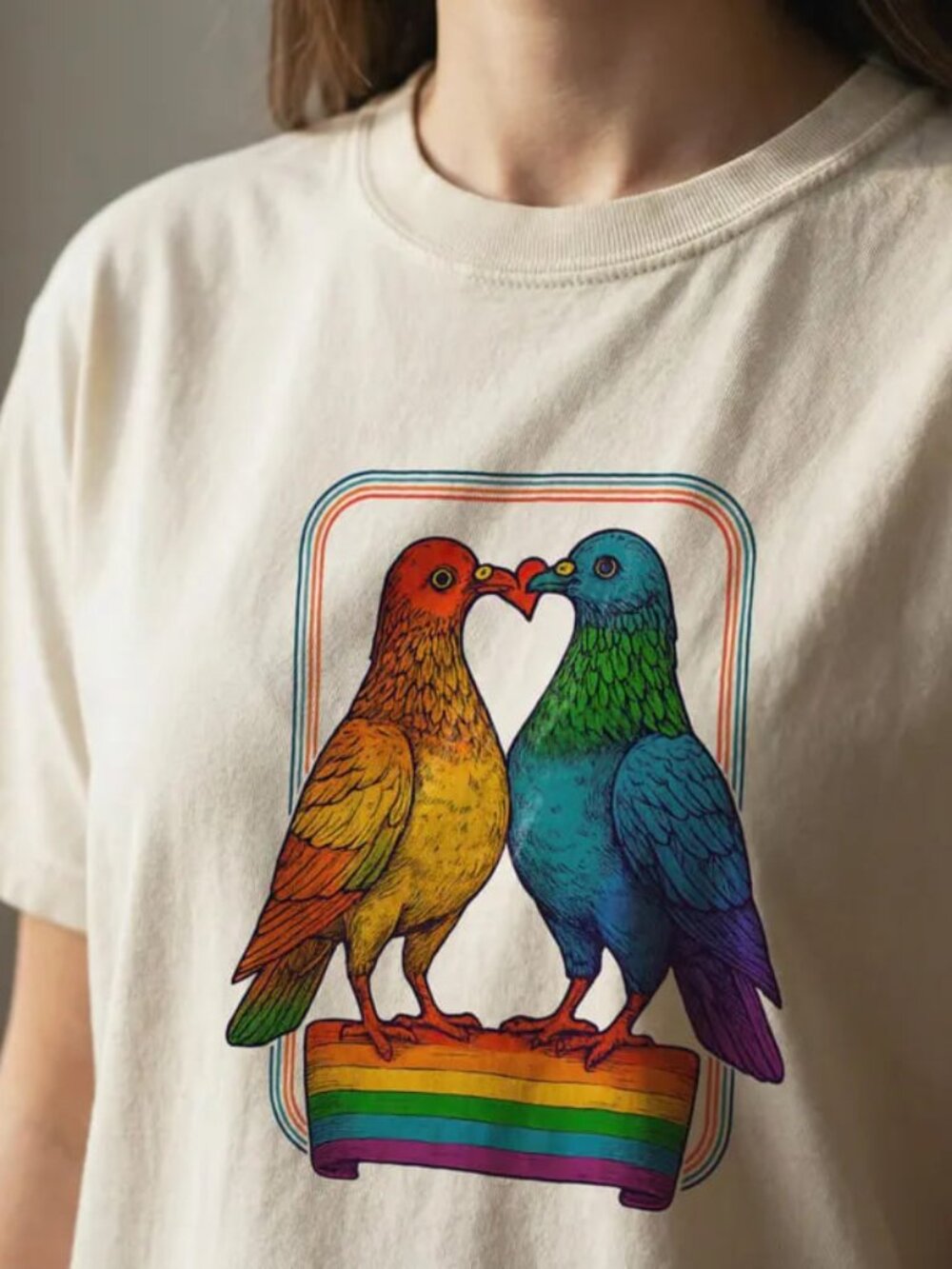 Rainbow Pride Tee, Funny Pigeon Shirt, LGBTQ Shirt Gift